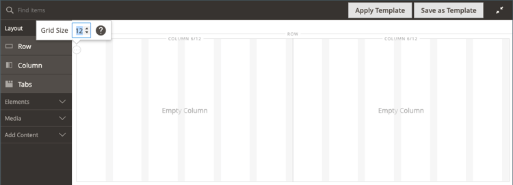 Divisões de grade na linha com duas colunas