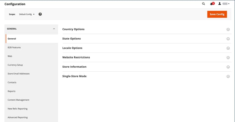 Configuração geral - detalhes do armazenamento
