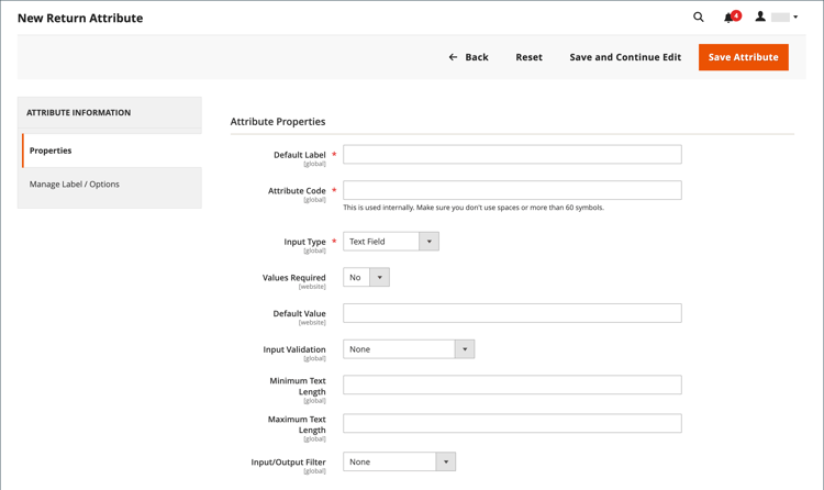 Novo Retorno - propriedades do atributo