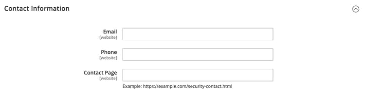 Configuração de Informações de Contato