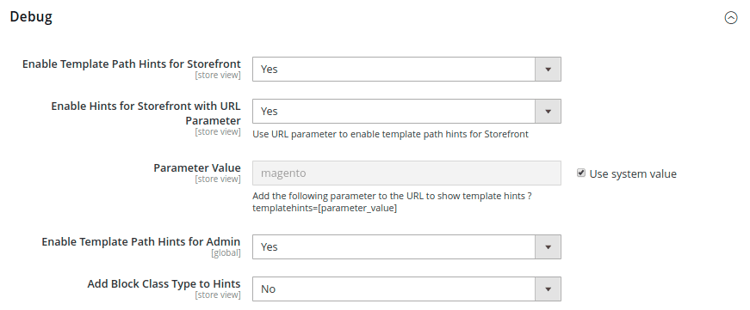 Configuração avançada - depurar