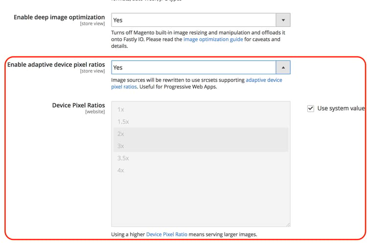 Habilitar proporções de pixel adaptáveis do Fastly IO