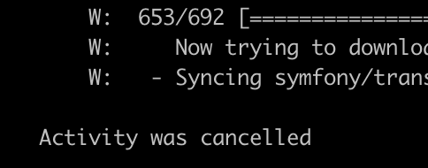 Atividade cancelada no terminal