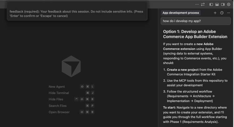 Campo de entrada do comando de comentários do cursor