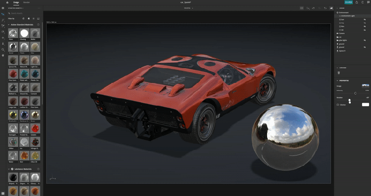 Usando uma esfera espelhada (esfera com textura metálica) para ver e orientar a luz ambiente em uma cena 3D