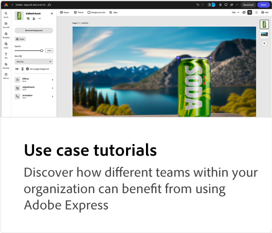 tutoriais sobre casos de uso do Adobe Express