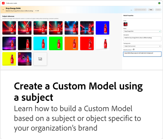Criar um Modelo Personalizado usando um assunto