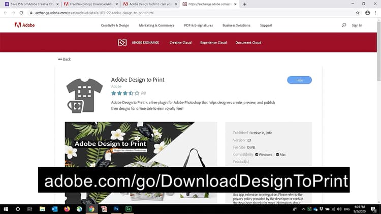 Instalar o plug-in Photoshop Design to Print