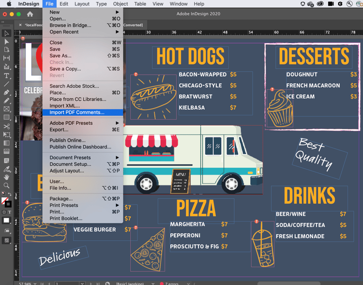 Comentários PDF no Indd