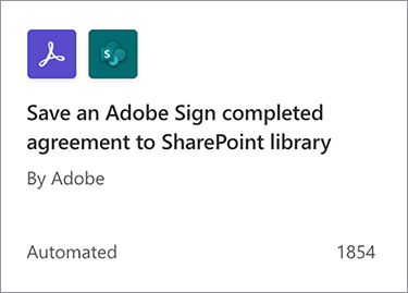 Captura de tela de Salvar um contrato concluído do Acrobat Sign na ação da biblioteca do SharePoint
