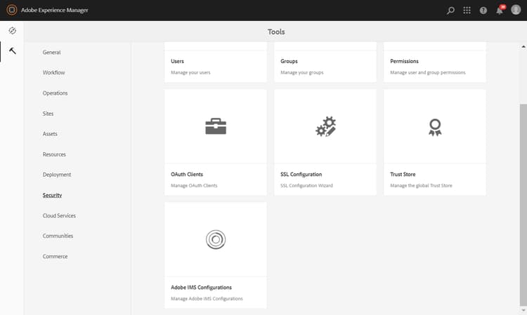 Interface do usuário de configuração de conta do Adobe IMS