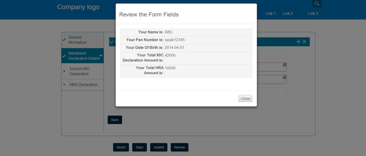 Demonstração da ação do botão de revisão personalizado