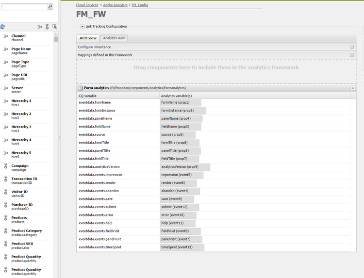 Mapeamento AEM variáveis com variáveis Adobe Analytics