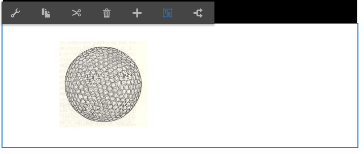 Imagem de uma esfera dentro do componente de imagem do Dynamic Media Classic (Scene 7)
