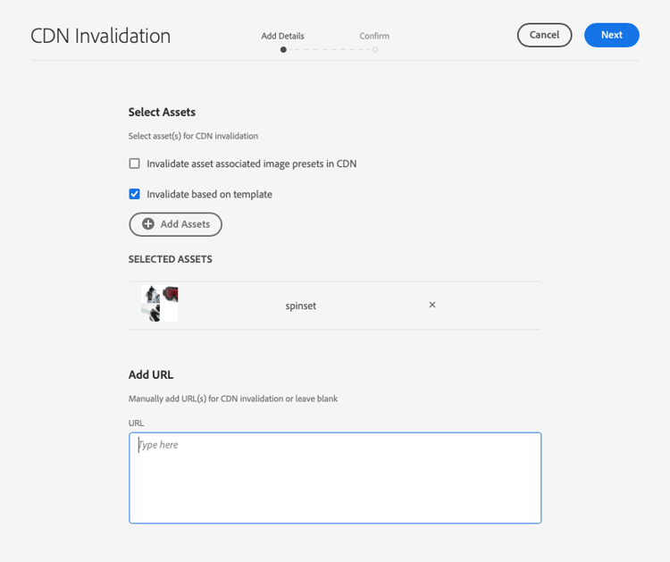 Invalidação da CDN - Adicionar Detalhes