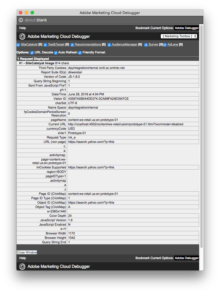 Adobe Marketing Cloud Debugger novamente