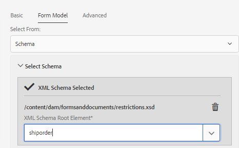 Selecionando elemento raiz XSD