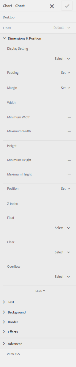 Propriedades de gráfico disponíveis para estilo