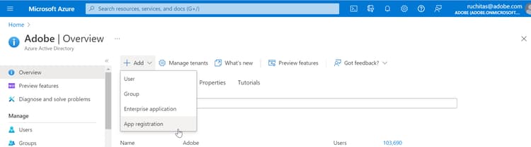 Registro do aplicativo
