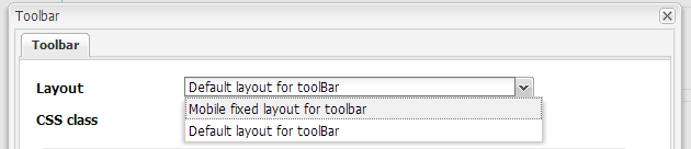 Layouts de barra de ferramentas disponíveis prontamente