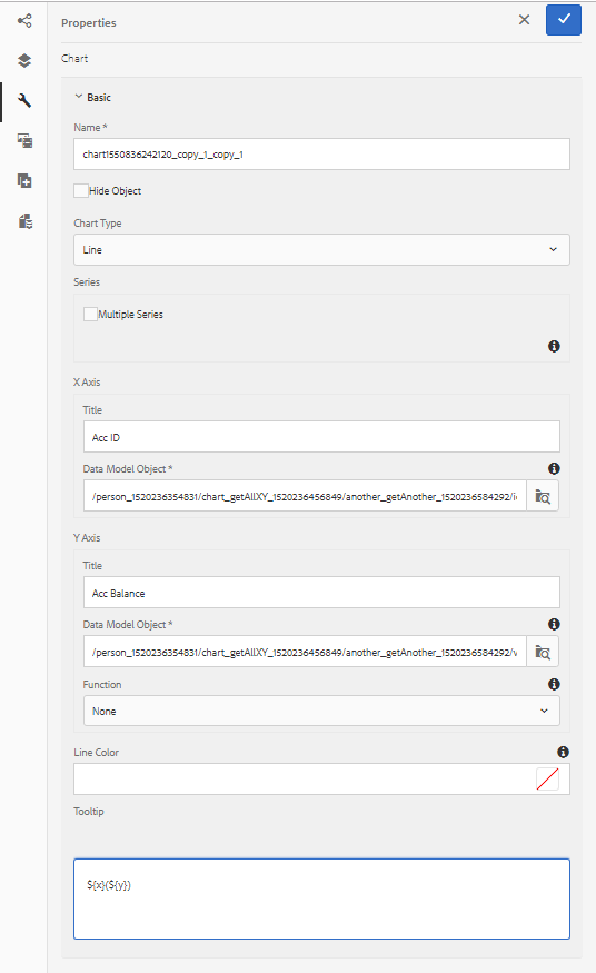 Propriedades básicas de um gráfico de tipo de linha no canal da Web