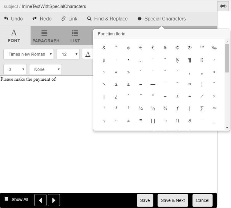 specialcaractersinlinemodule