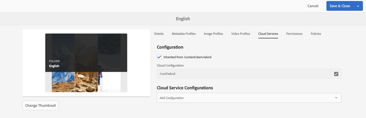 Selecionar configurações do Cloud Service