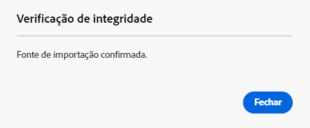 Verificação de integridade da importação em massa