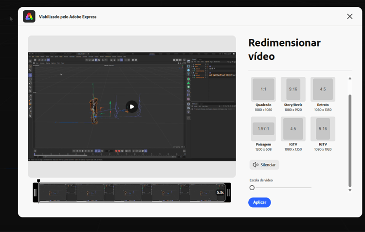 Redimensionamento de vídeo com o Adobe Express