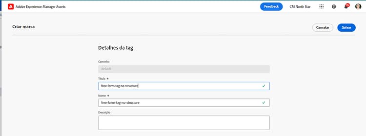 Adicionar tags às tags padrão