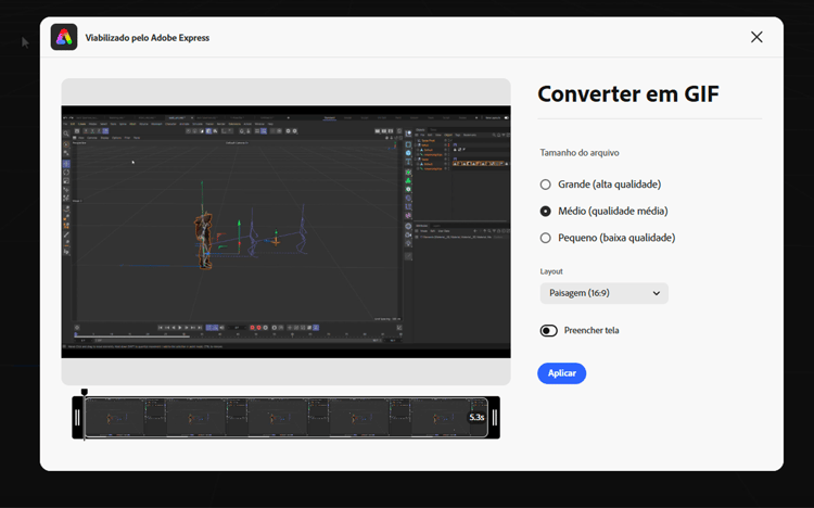 Converter vídeo em GIF com Adobe Express