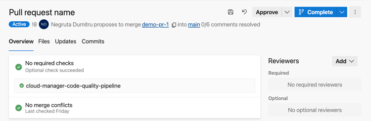 Validação de DevOps do Azure de solicitações de pull com webhooks-2