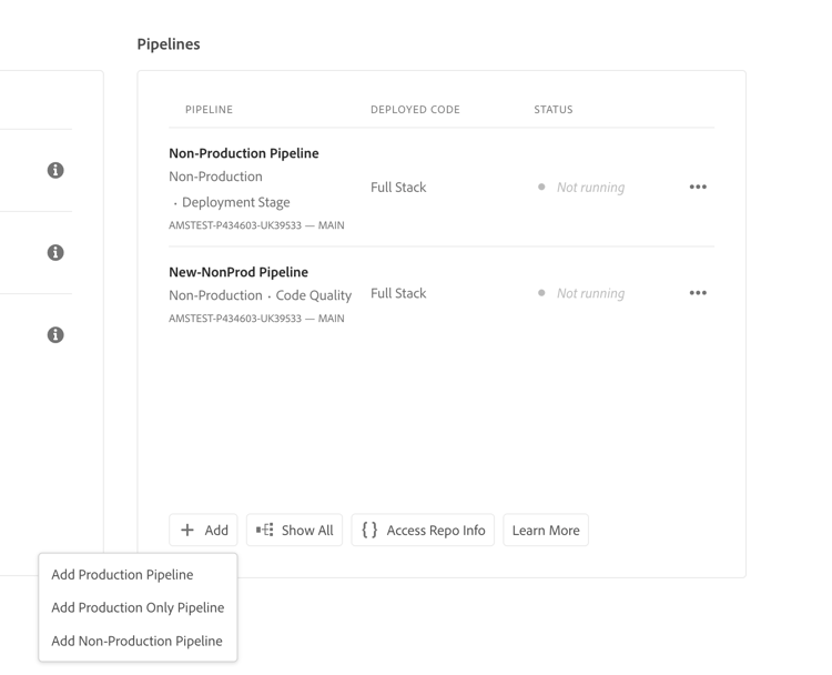 Adicionar um pipeline de produção