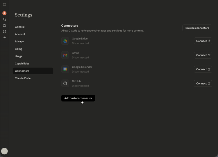 Configurar Claude - Conectores