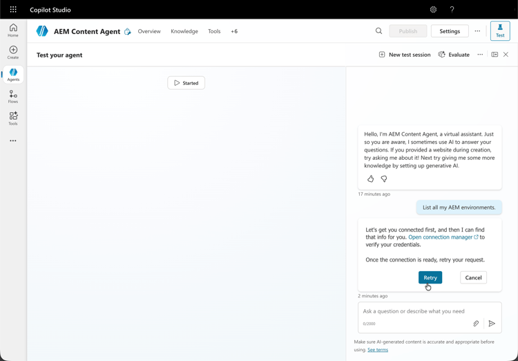 Configurar Copilot - Agente de Teste