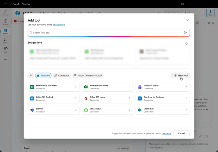 Configurar Copilot - Adicionar ferramenta