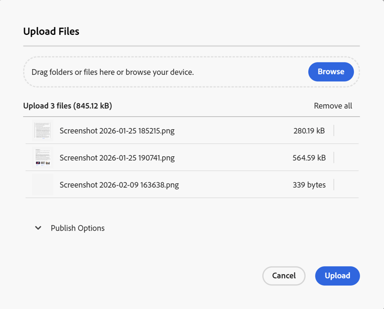 Fazer upload de arquivos e pastas