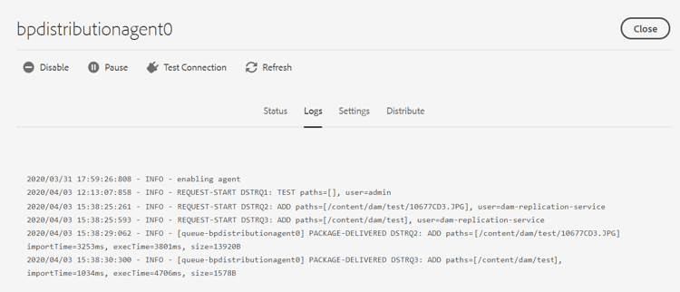 Logs de processamento e erro