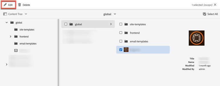 Acessando a página Configuração do Dynamic Media.
