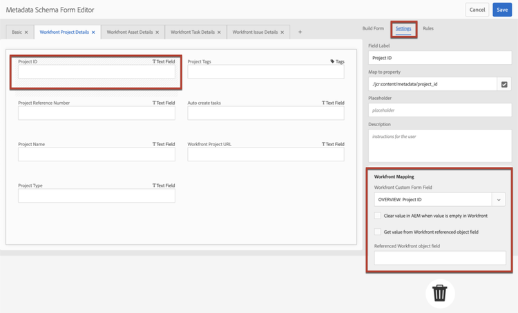 configuração de mapeamento de metadados