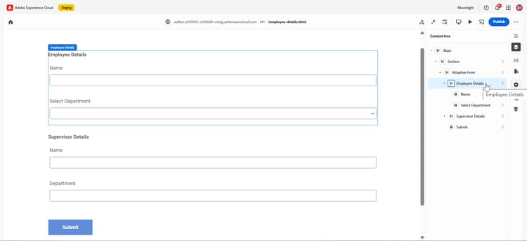 Navegar até a seção