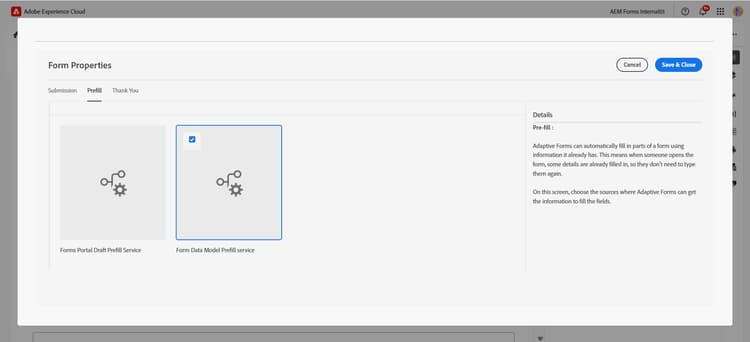Selecionar serviço de preenchimento prévio