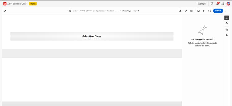 Fragmento no Editor Universal para criação
