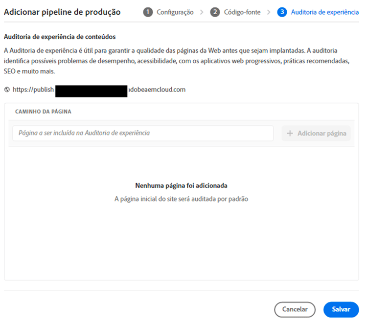 Adicionar auditoria de experiência