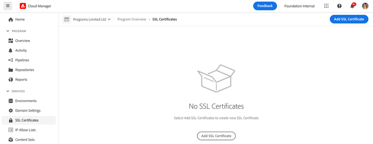 Adição de um certificado SSL