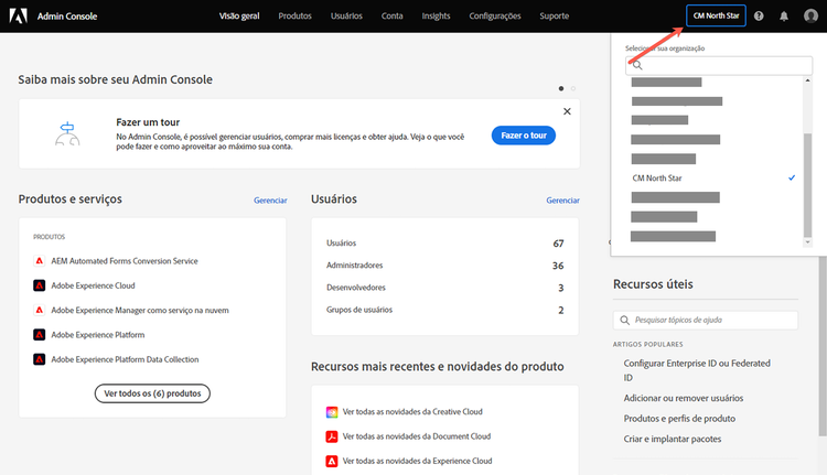 Alterar organização