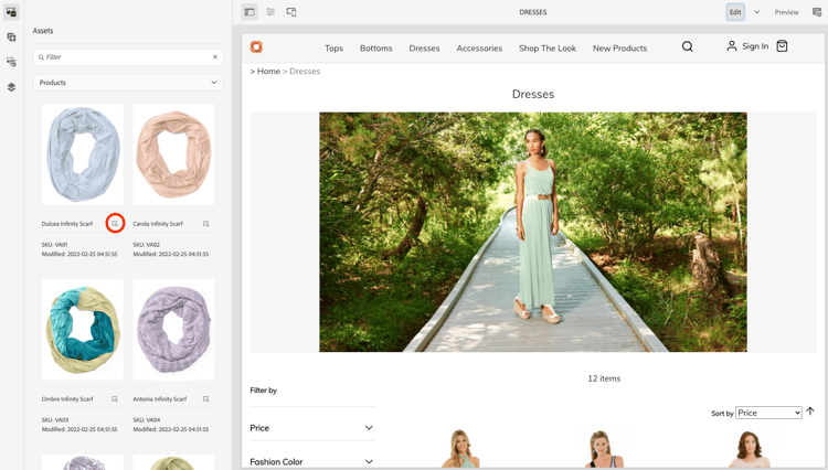 Atalho do Editor de sites para o cockpit de produtos