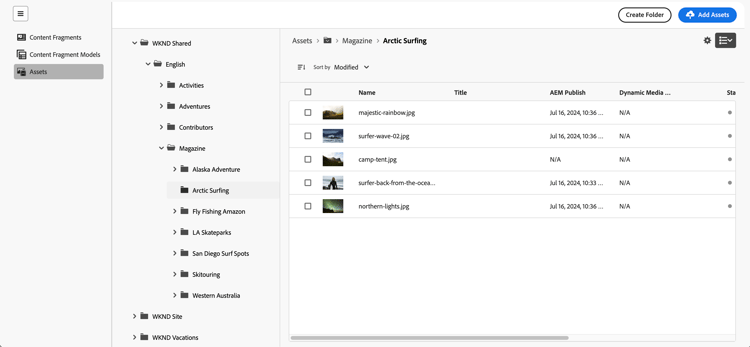 Navegação de ativos