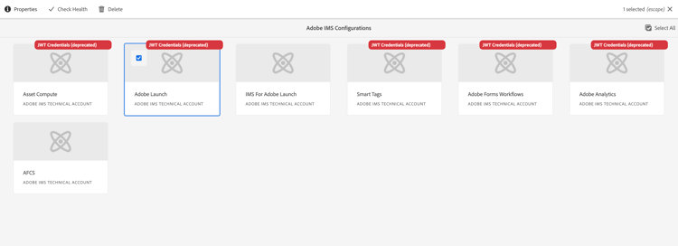 Selecionar configuração JWT