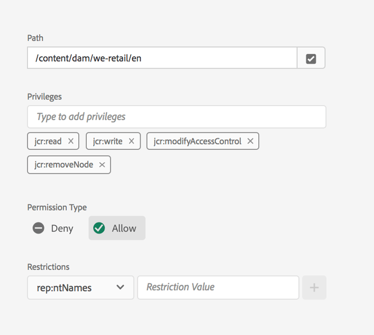 Selecionar permissão